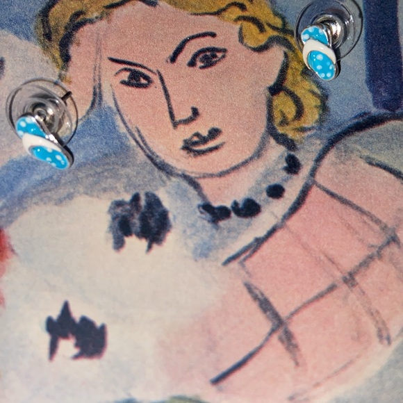 5/$10❤️VTG 90s Claire’s BLUE & WHITE POLKA DOTS FLIPFLOPS SANDALS POST EARRINGS - Picture 3 of 4